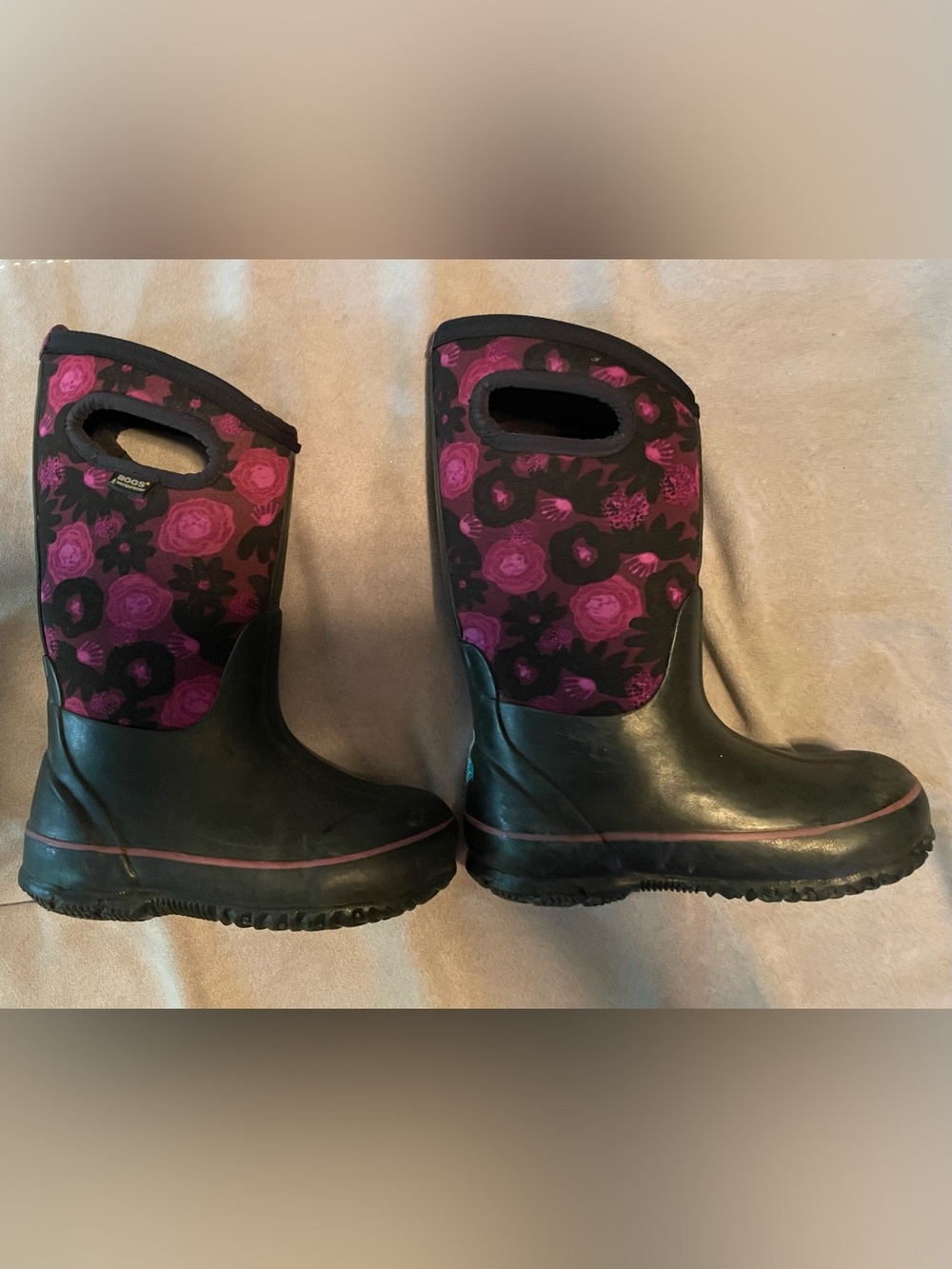 BOGS Kids Classic Watercolor Boots - Black Floral - Size US 11